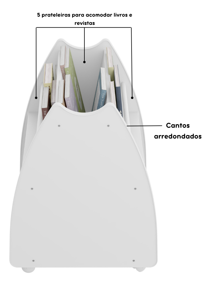 Biblioteca Porta-Livros Infantil Montessori Branco 4