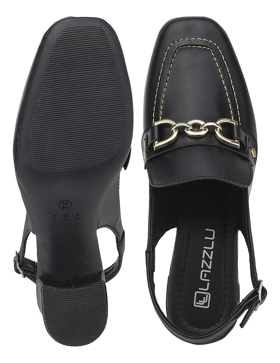 Sapato Feminino Mule Loafer Salto Bloco Grosso Confortável 2
