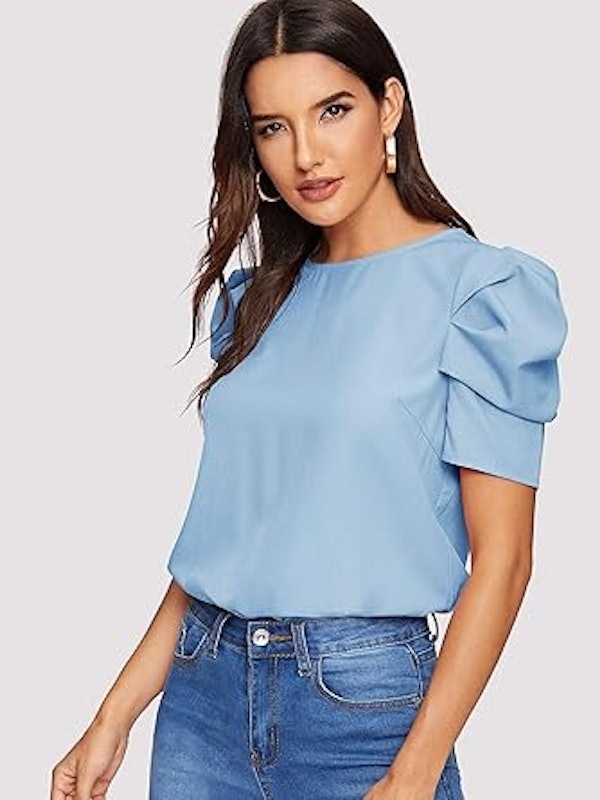 Blusa Feminina com Gola Redonda e Manga Bufante 2