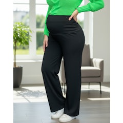 Calça Gestante Grávida Wide Leg Mom Pantalona Maternidade