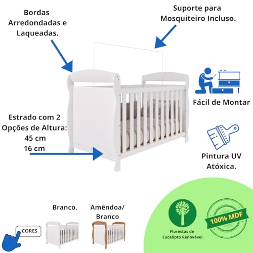 Berço Americano Marquesa 100% MDF Multifuncional 3 em 1 2