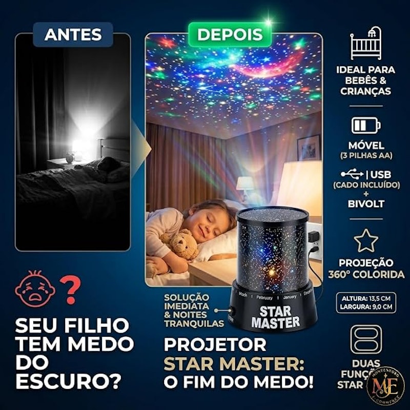 Luminária Projetor de Estrelas Star Master 3