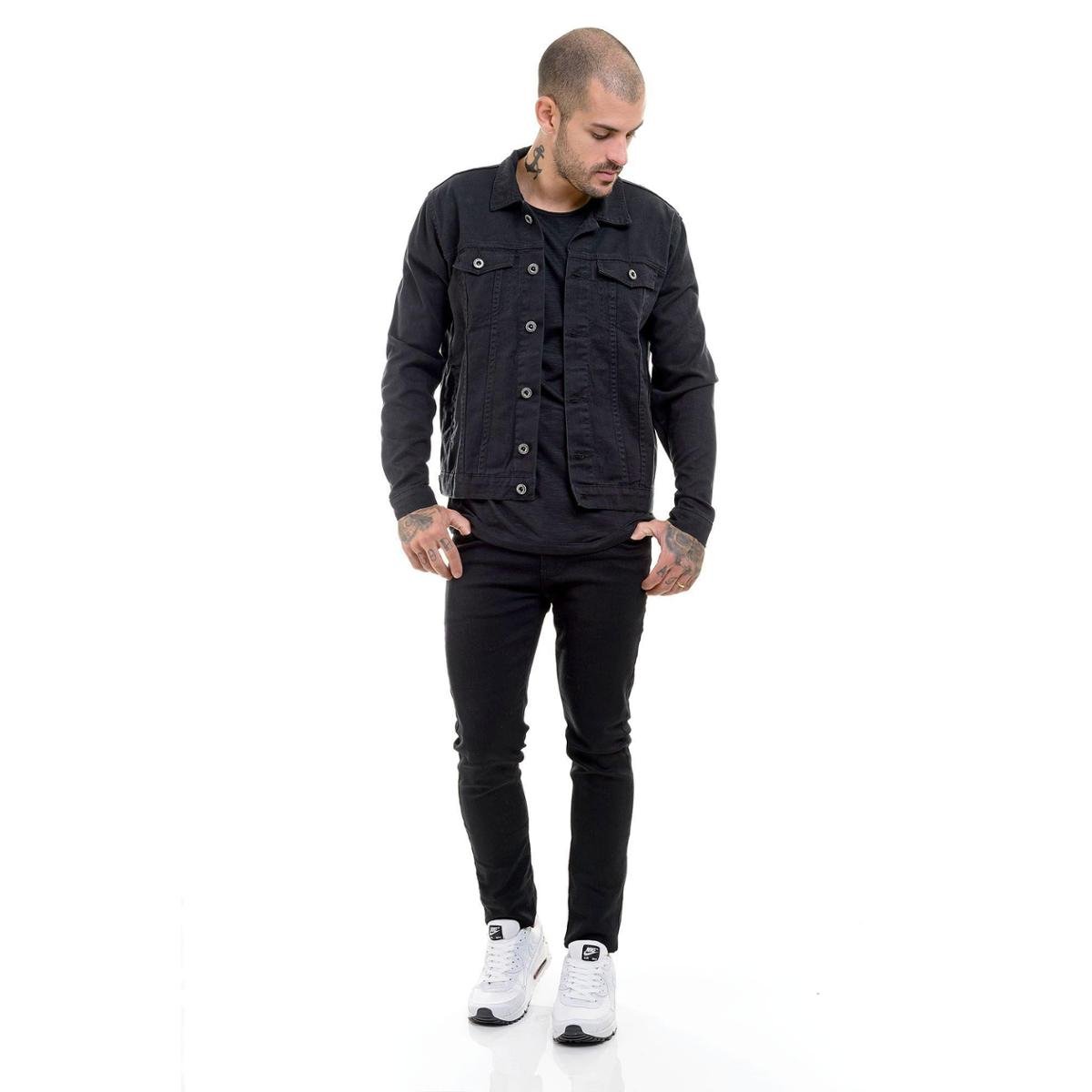 Jaqueta Jeans Masculina Preta Slim Fit 4