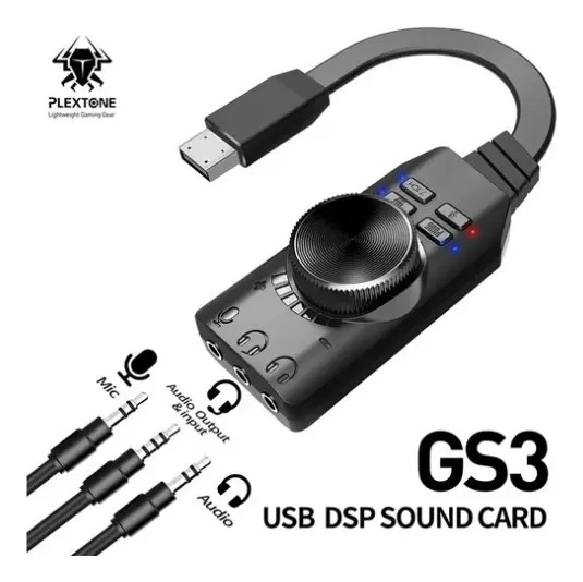 Placa de Som Externa Virtual 7.1 Surround Sound USB 2.0 5