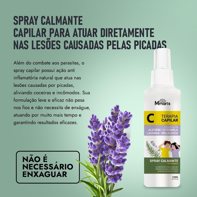 Spray Calmante Terapia Capilar Combate Piolhos e Lêndeas 3