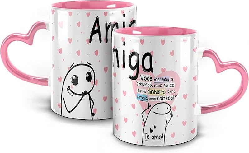 Caneca Amiga - Meme Flork - Alça Coração 2
