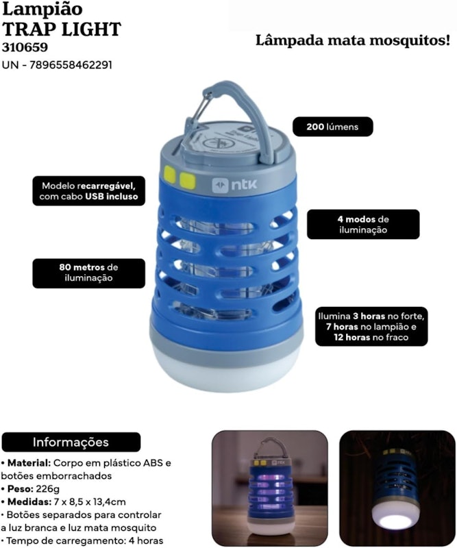Lampião Lanterna Trap Light NTK LED 5