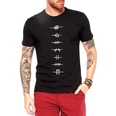 Camiseta Naruto Shippuden Masculina Símbolos Camisa Anime