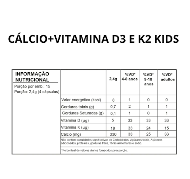 Cálcio + Vitaminas D3 e K2 2