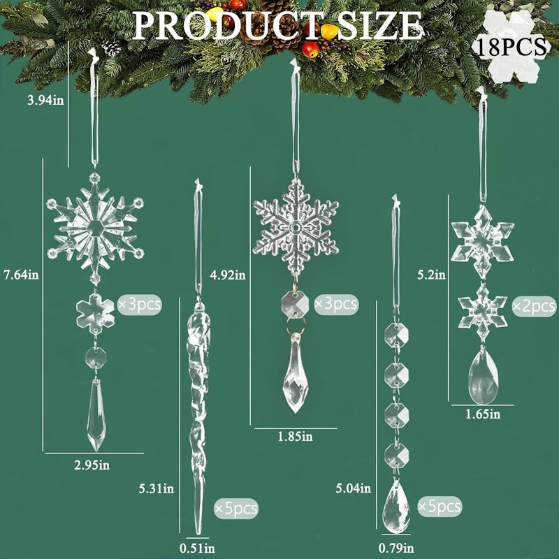 18 Peças de Enfeites de Natal de Cristal 3