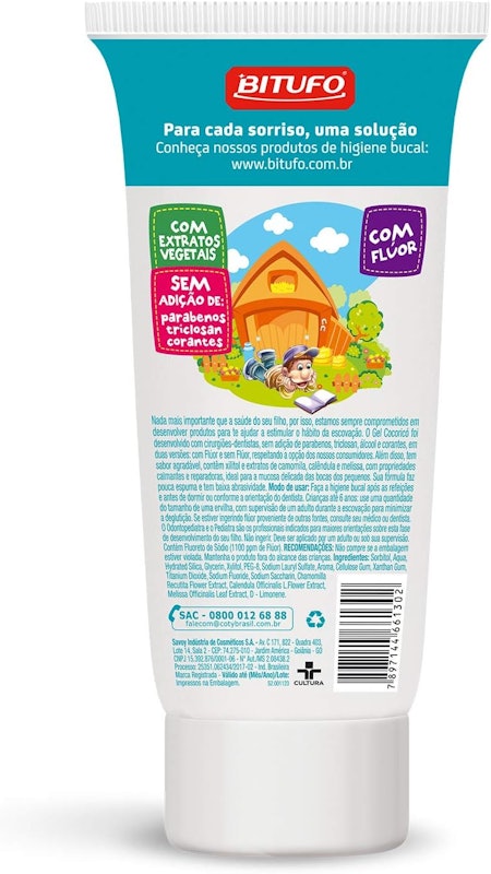 Bitufo Gel Dental Cocoricó com Flúor Sabor Tutti Frutti 2