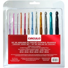 Kit Agulha de Crochê Alumínio Colorida Círculo