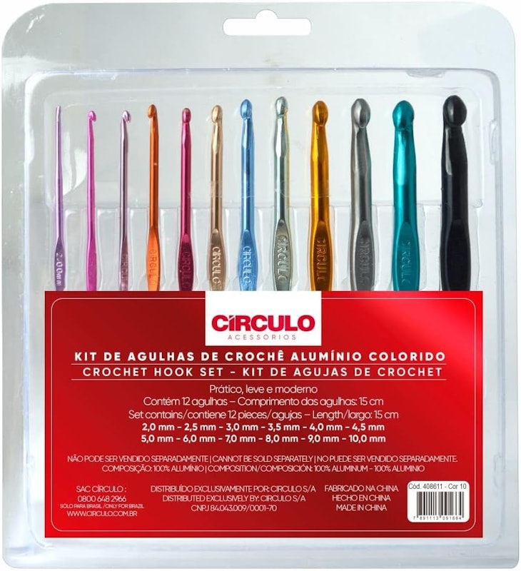Kit Agulha de Crochê Alumínio Colorida Círculo 1