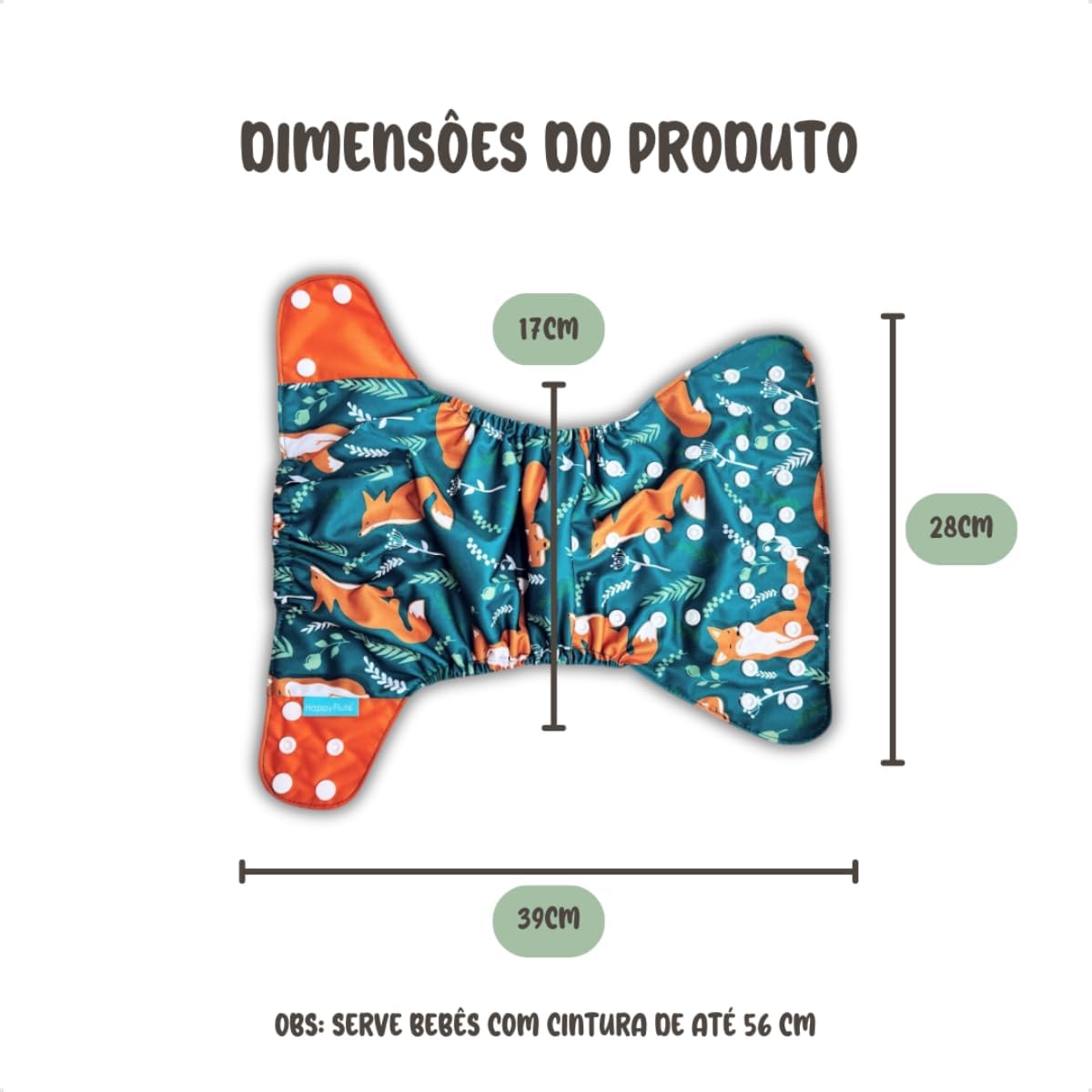 Kit 3 Fraldas Ecológicas Reutilizável de Pano + 3 Absorventes 6 Camadas 3