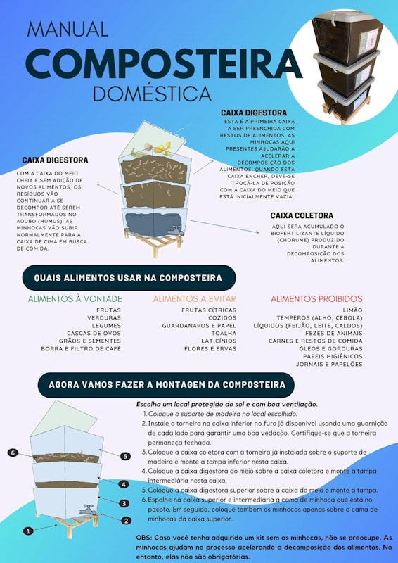Composteira Doméstica Minhocário 45 L 5