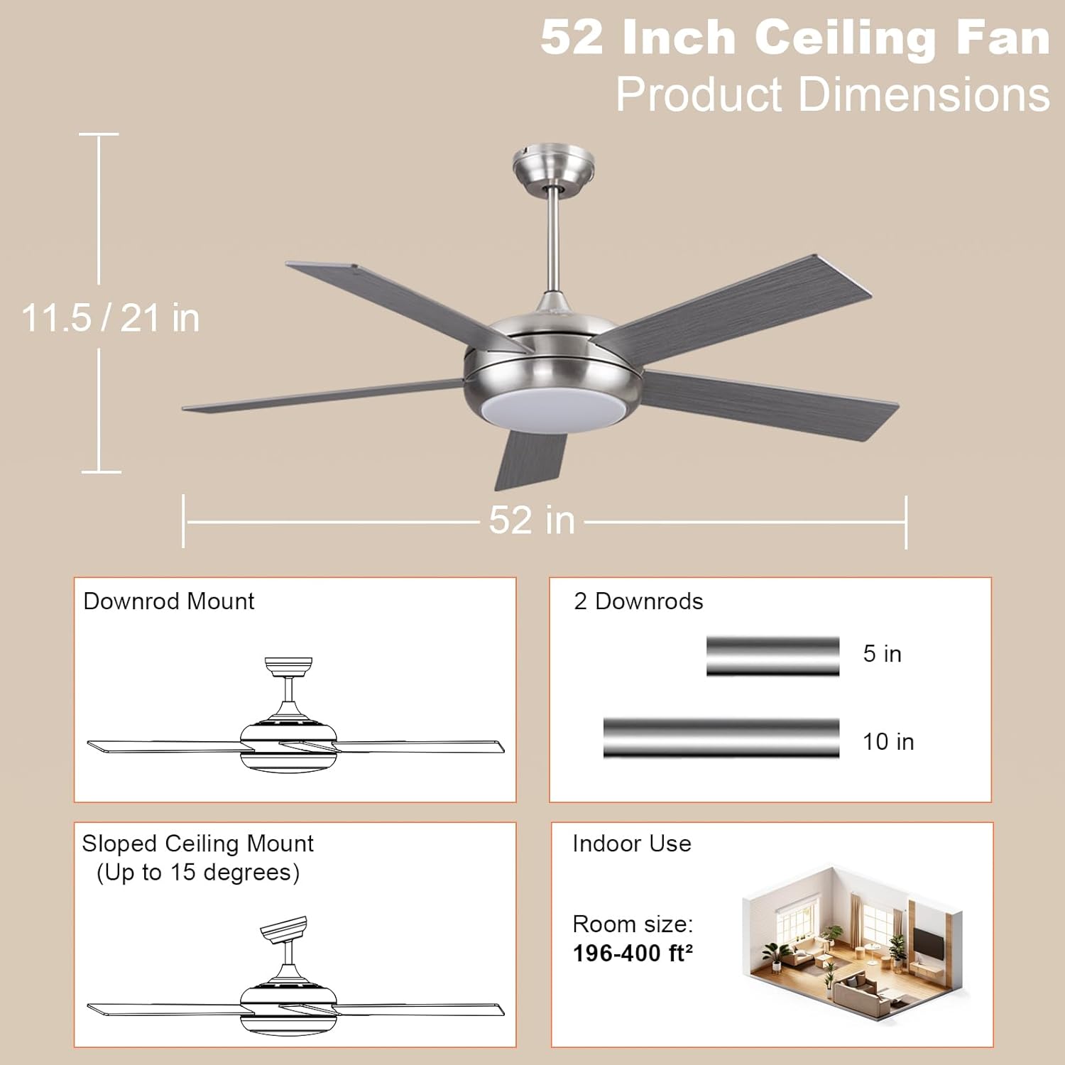 Ventilador de Teto 52" Ovlaim 2