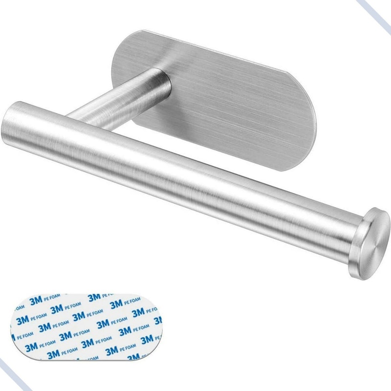 Suporte de Papel Higiênico em Aço Inox Adesivo 3M Premium 3