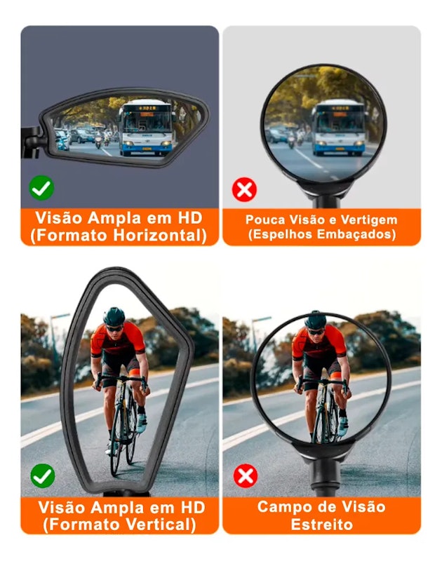 Espelho Retrovisor Articulado para Bicicleta com Ajuste 360º Estilo Boleiro 3