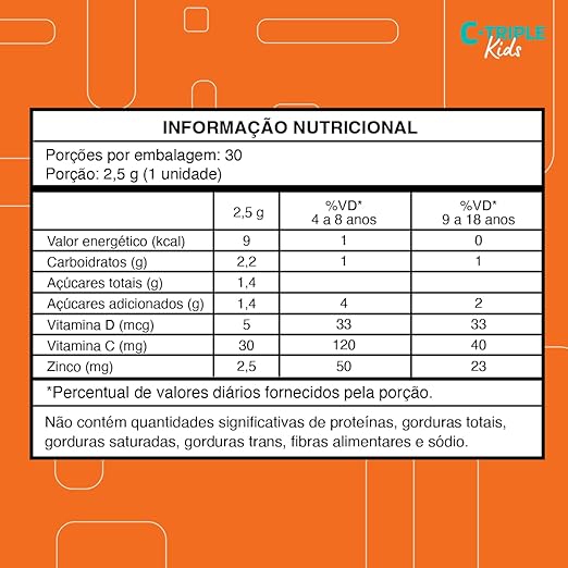 C-Triple Kids Vitamina C + Vitamina D + Zinco 30 Gomas 2