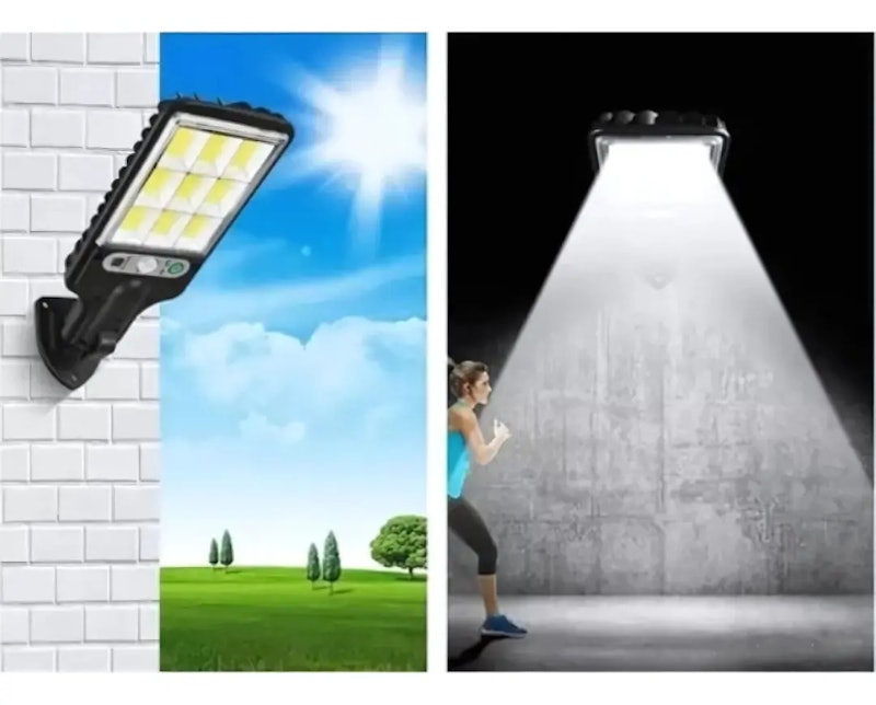 Mini Luminária Solar Poste Rua Parede Refletor 108 2