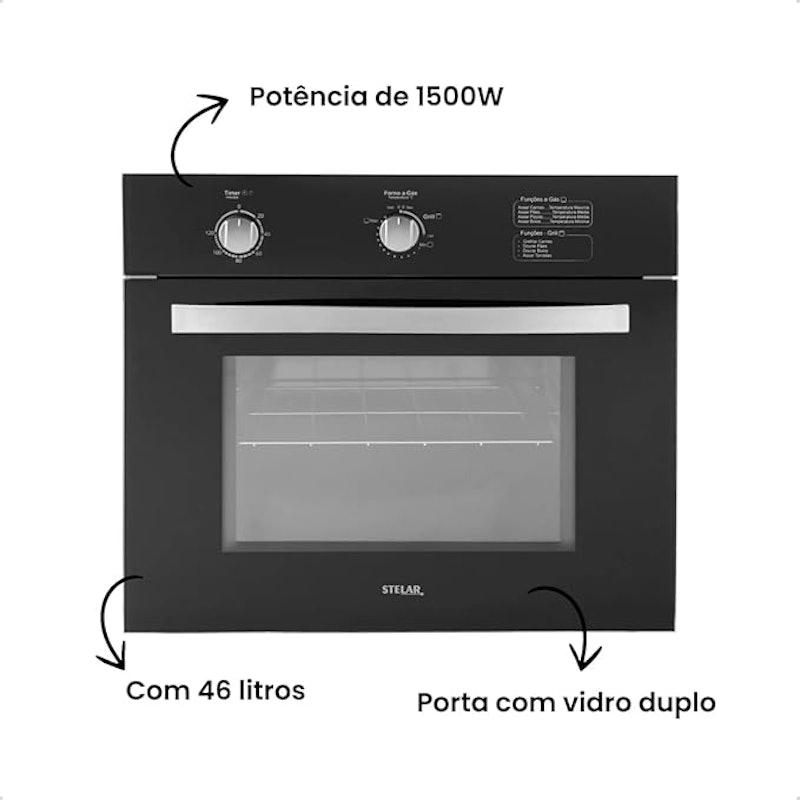 Forno a Gás de Embutir Stelar 46 L Topázio 2