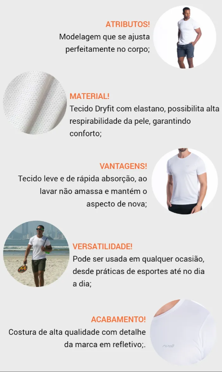 Kit 3 Camiseta Camisa Masculina Dry Fit 5