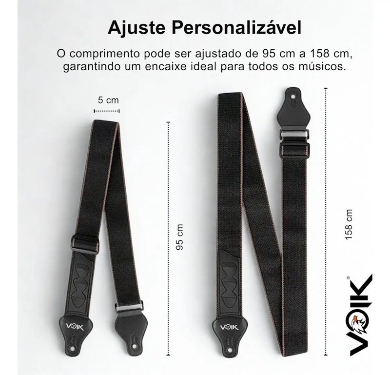 Correia p/ Guitarra Violão c/ Porta Palheta Voik VCPP-13 4