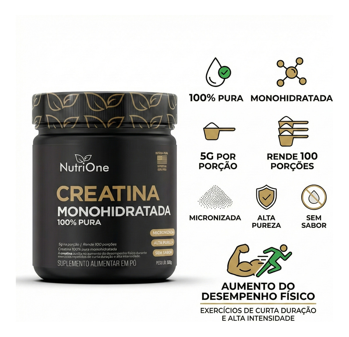 Creatina Monohidratada 100% Pura Micronizada Nutri One 2