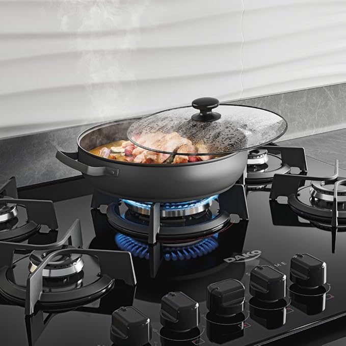 Fogão de Embutir 5 Bocas Preto com Mesa de Vidro Dako Supreme 5