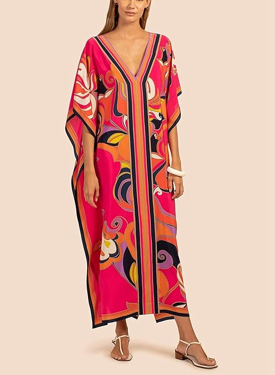 Vestido Feminino Caftan com Estampa Floral Saída de Praia 4