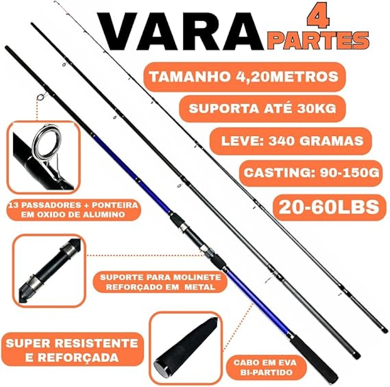 Vara de Pesca Praia para Costão Mar Molinete CMIK 4.2 m 2