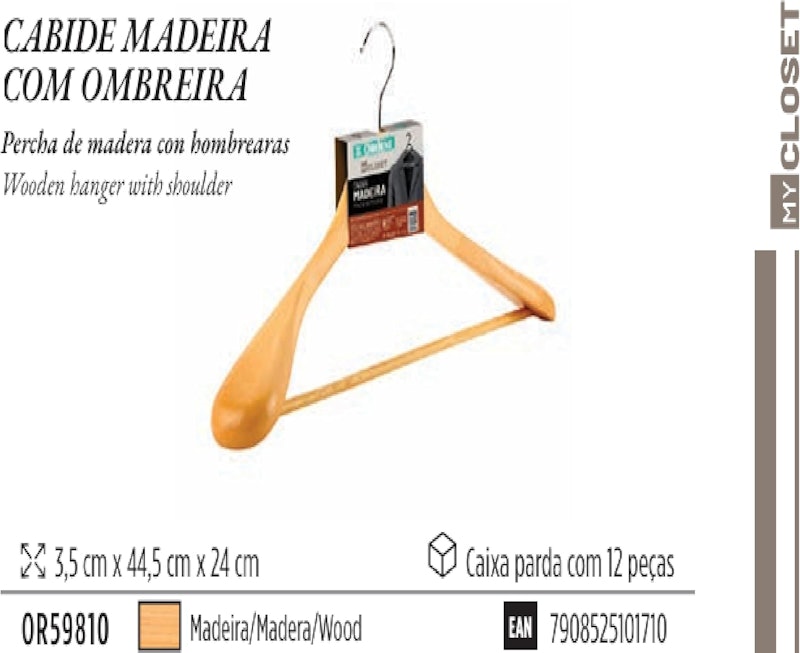 Cabide de Madeira com Ombreira Ordene 3