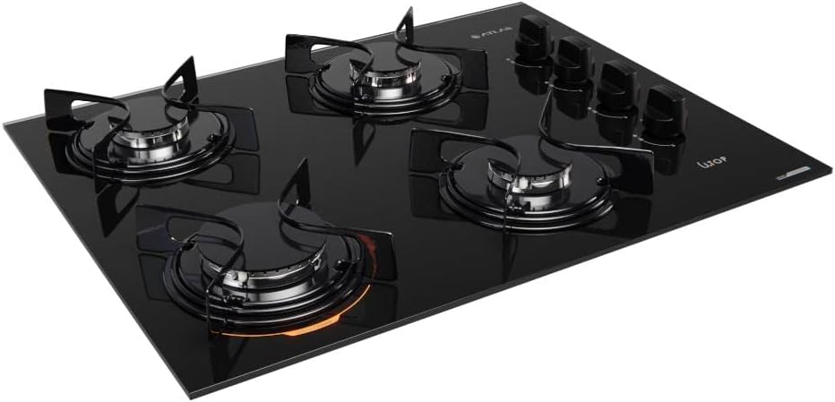 Cooktop 4 Bocas Preto com Mesa de Vidro Atlas U Top Bivolt 2