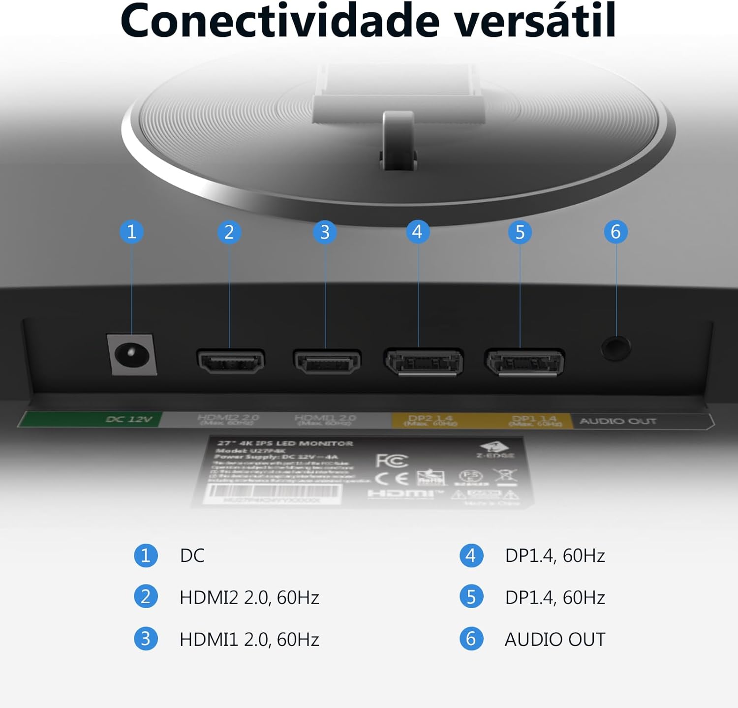 Monitor Z-EDGE U27P4K de 27" com painel IPS 4K 5