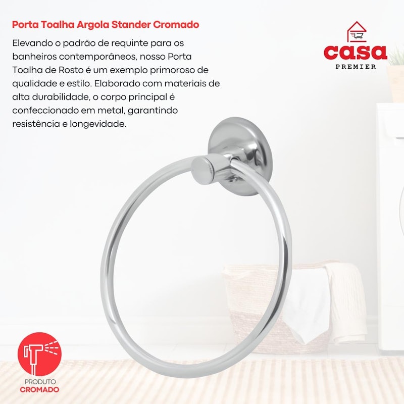 Porta-Toalha de Rosto Argola Stander 4
