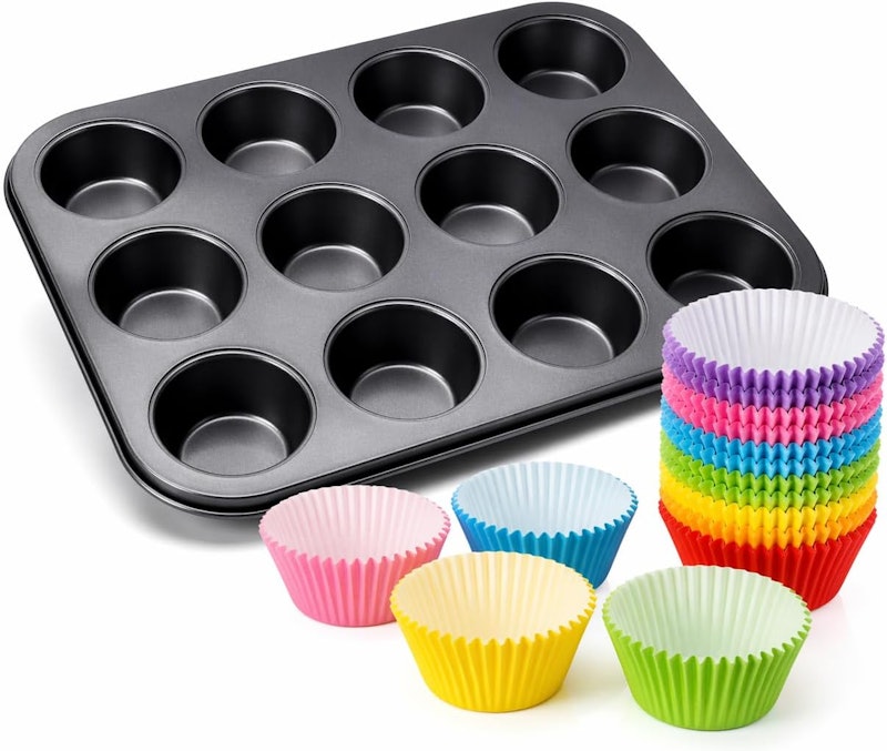 Kit Forma de Cupcake 12 Cavidades Antiaderente + 12 Forminhas de Silicone 1