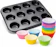 null Kit Forma de Cupcake 12 Cavidades Antiaderente + 12 Forminhas de Silicone 1
