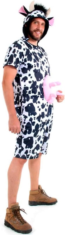 Fantasia Vaca Curta Masculina com Chifres e Tetas 2