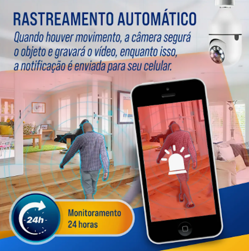 Câmera de Segurança Wi-Fi 360° Hw Lâmpada 4