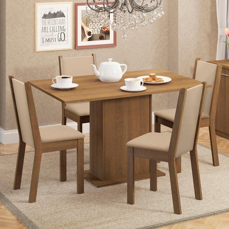 Conjunto Sala de Jantar Madesa Talita Mesa Tampo de Madeira com 4 Cadeiras 1