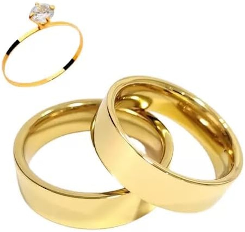 Aliança Par Italiana Ouro 24 K 6 mm com Anel Solitário 2