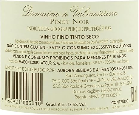 Vinho Francês Tinto Seco Louis Latour Pinot Noir Domaine de Valmoissine 4
