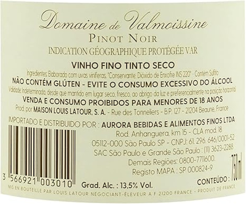 Vinho Francês Tinto Seco Louis Latour Pinot Noir Domaine de Valmoissine 4