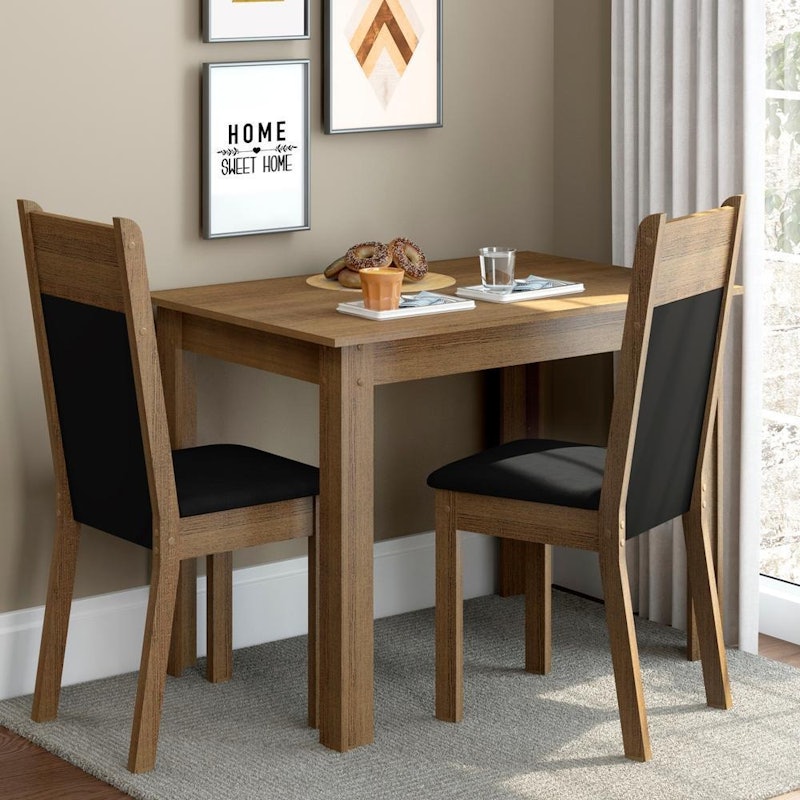 Conjunto Sala de Jantar Madesa Lola Mesa Tampo de Madeira com 2 Cadeiras 2