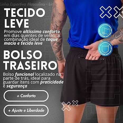 Short com Bermuda Interna e Bolso Traseiro com Zíper 4