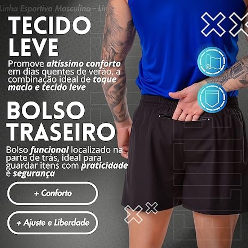 Short com Bermuda Interna e Bolso Traseiro com Zíper 4