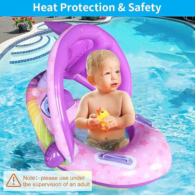Boia de Piscina para Bebês com Dossel 2