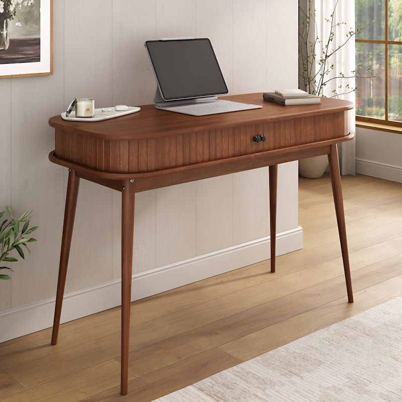 Mesa Escritório Madeira Escrivaninha Compacta Jari Moderna Rolltop Freijó 2