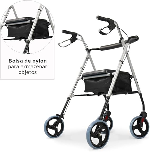 Andador Dobrável 4 Rodas com Assento  3