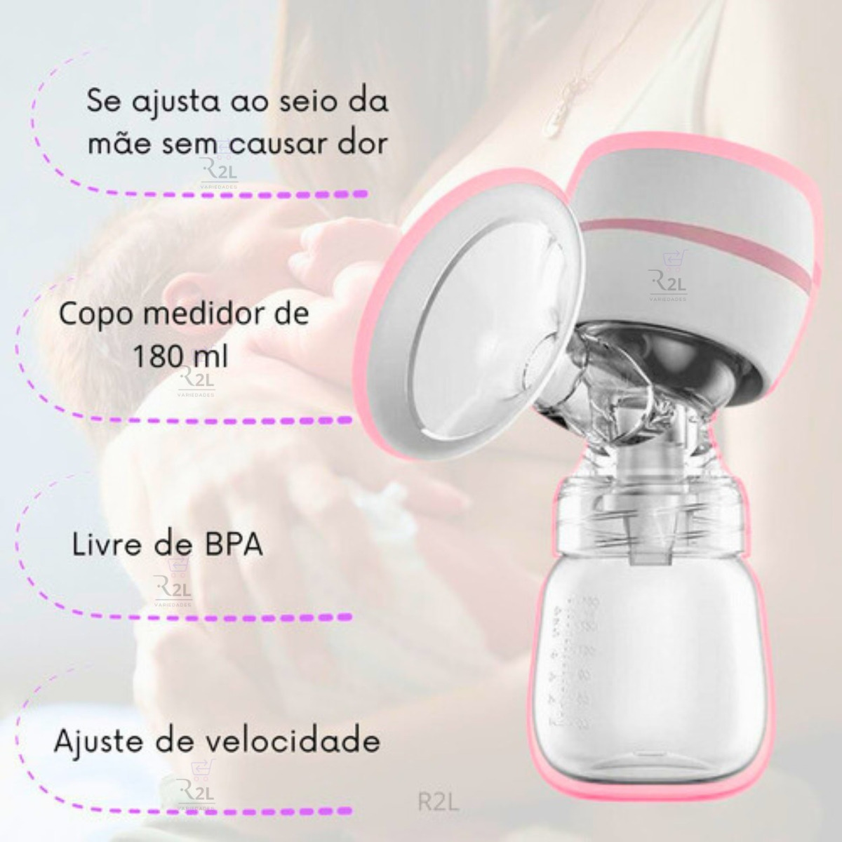 Bomba de Tirar Leite Materno Elétrica Extratora Portátil 3